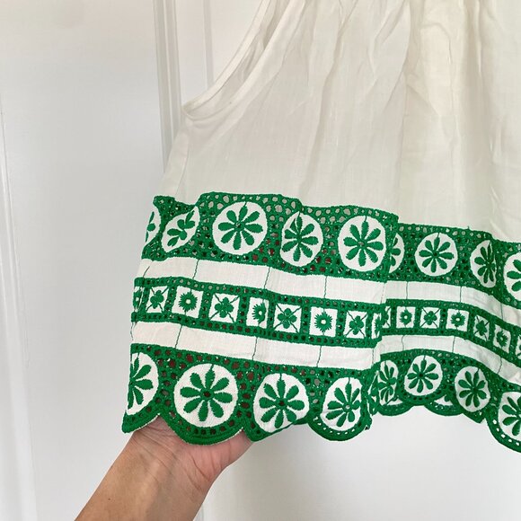 Zara White & Green Embroidered Halter Top – Women’s Size Small Boho Style - Picture 5 of 11
